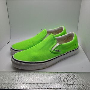 Vans Classic Neon "Gecko" Green Slip-on Skate Sneakers Shoes Womens 10M,Mens 8.5